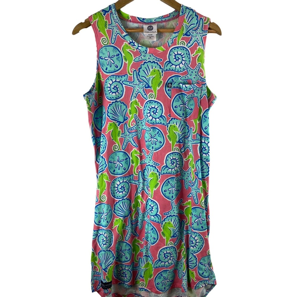 Simply Southern beach xs/s dress cover up sea horses shells cruise